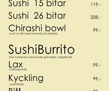 Asuka meny Lunch sushi 2022
